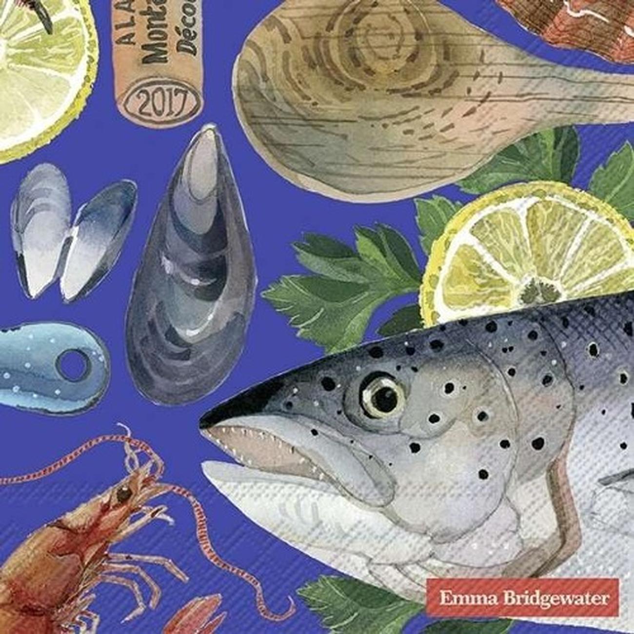 ihr-fish-supper-em-blue-napkins - IHR Lunch Napkins Emma Bridgewater Fish Supper Blue