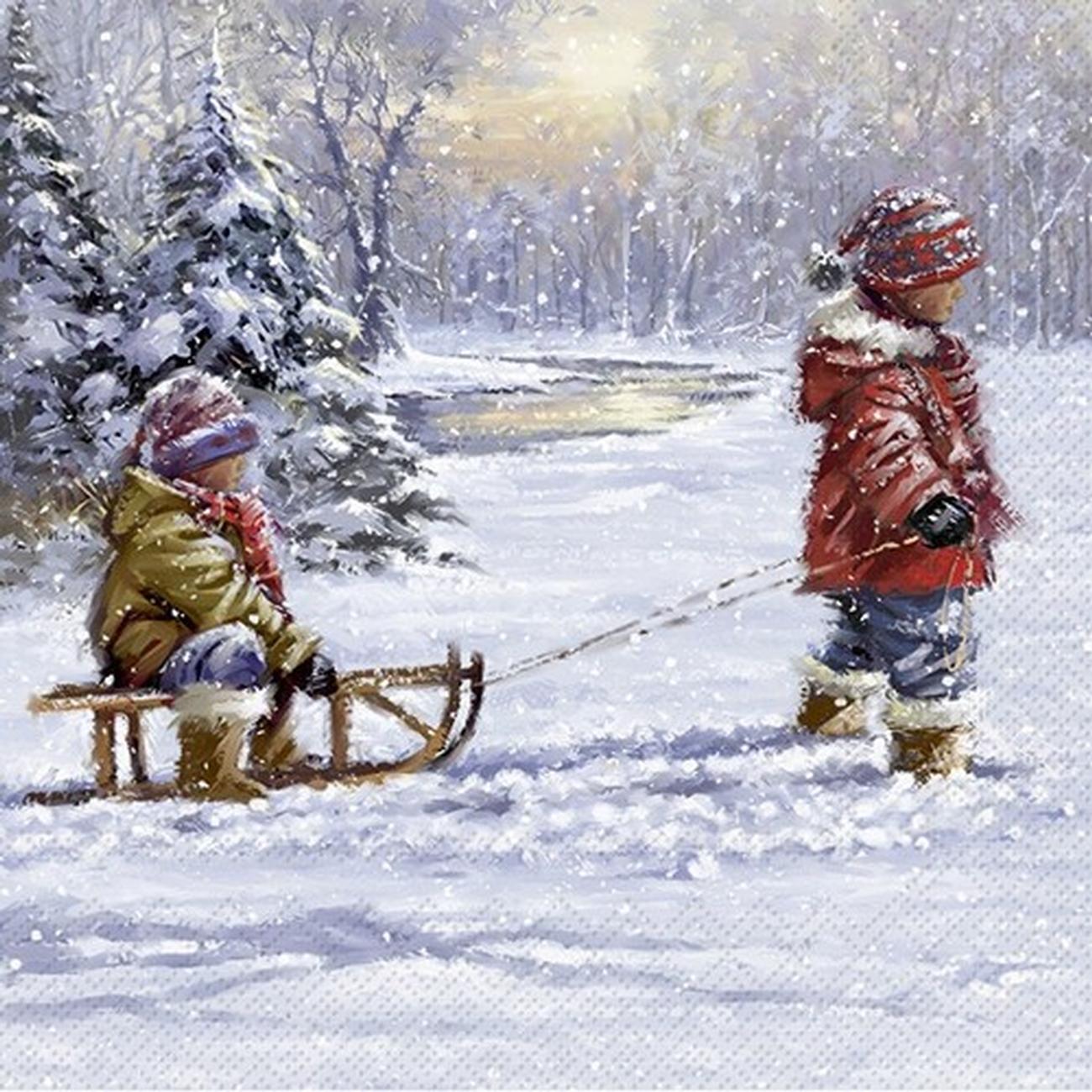 ihr-lunch-napkins-winter-sleigh-ride - IHR Christmas Lunch Napkins Winter sleigh Ride