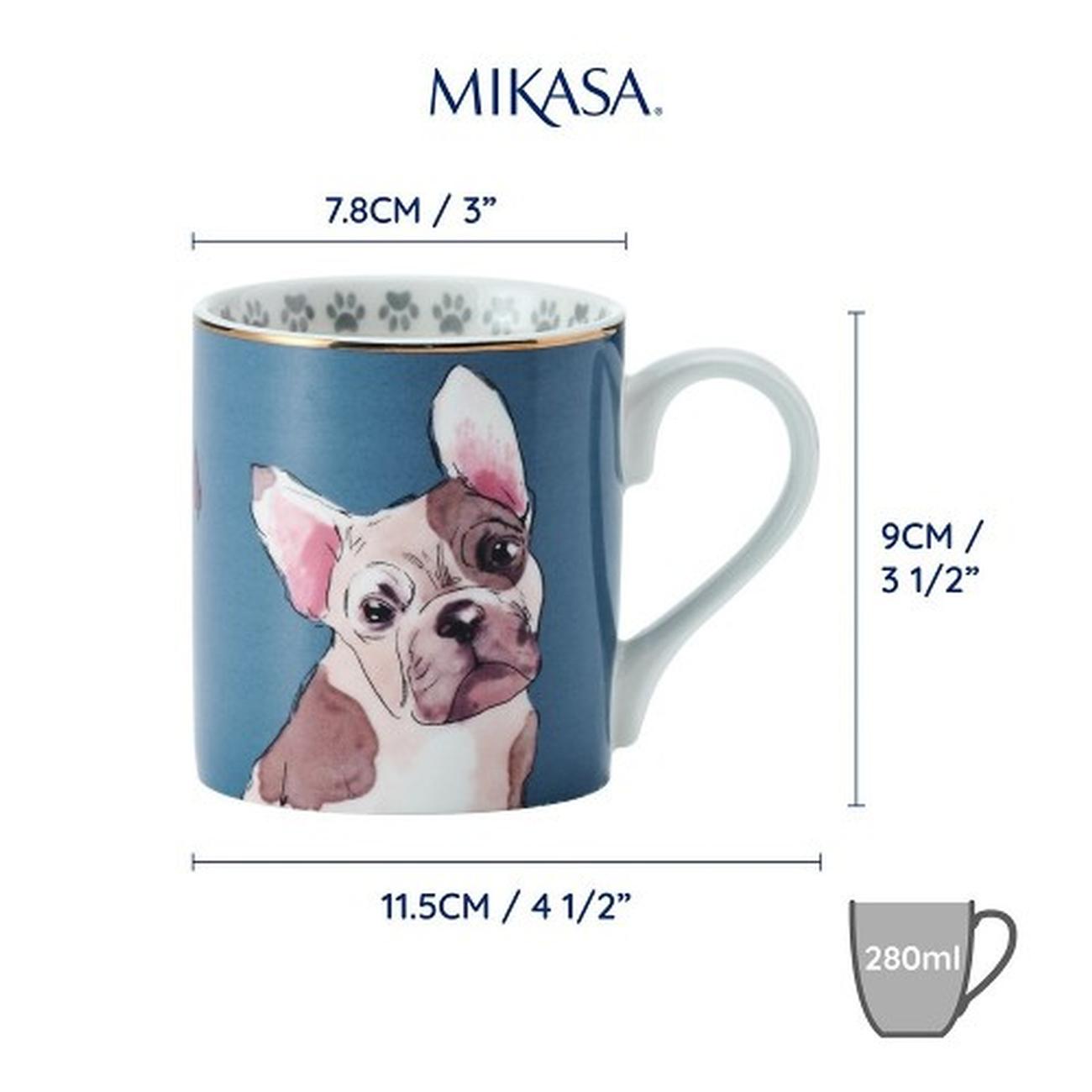 kc-dog-straight-sided-porcelain-mug-280ml - Mikasa French Bulldog Straight-Sided Porcelain Mug 280ml