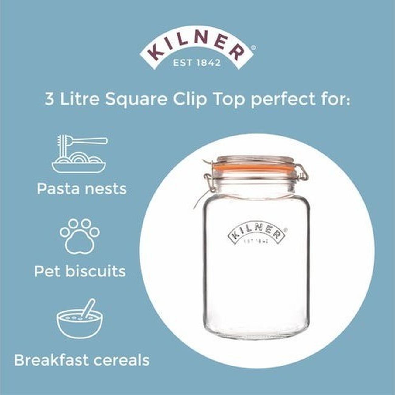 kilner-clip-square-jar-3l - Kilner Clip Top Square Jar 3 Litre