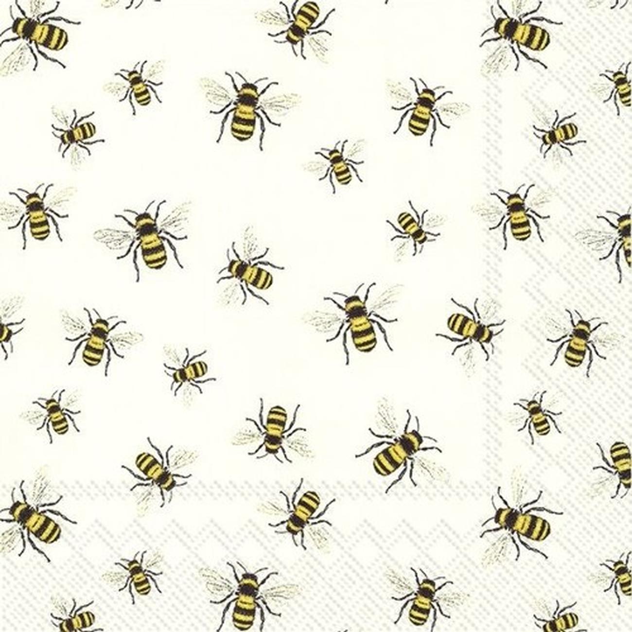 lovely-bees-white-lunch-napkins - IHR Lunch Napkins Lovely Bees White 