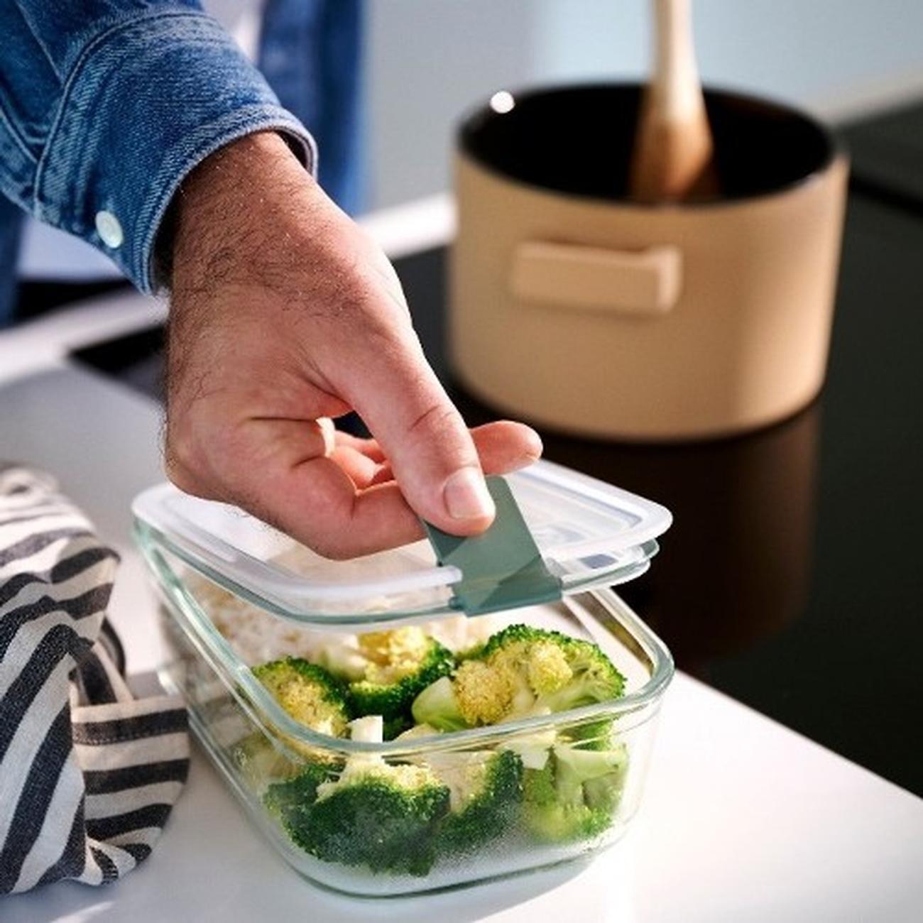 Mepal Easy Clip Glass Food Storage Box-Nordic Sage
