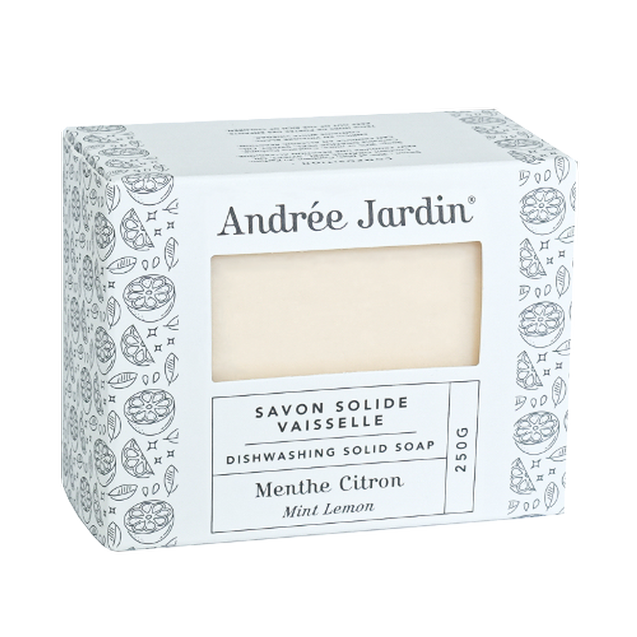andree-jardin-solid-soap-dishwashing-mint-lemon-250g - Andree Jardin Solid Dishwashing Soap 250g Mint Lemon