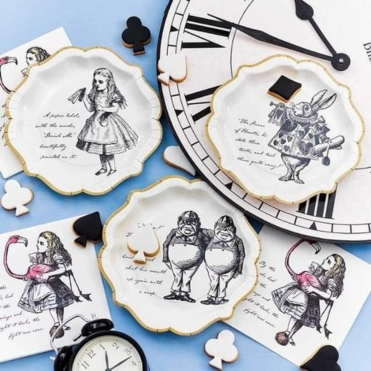 truly-alice-medium-plate-pk-12 - Truly Alice Mad Hatter Paper Party Plates 12 pk