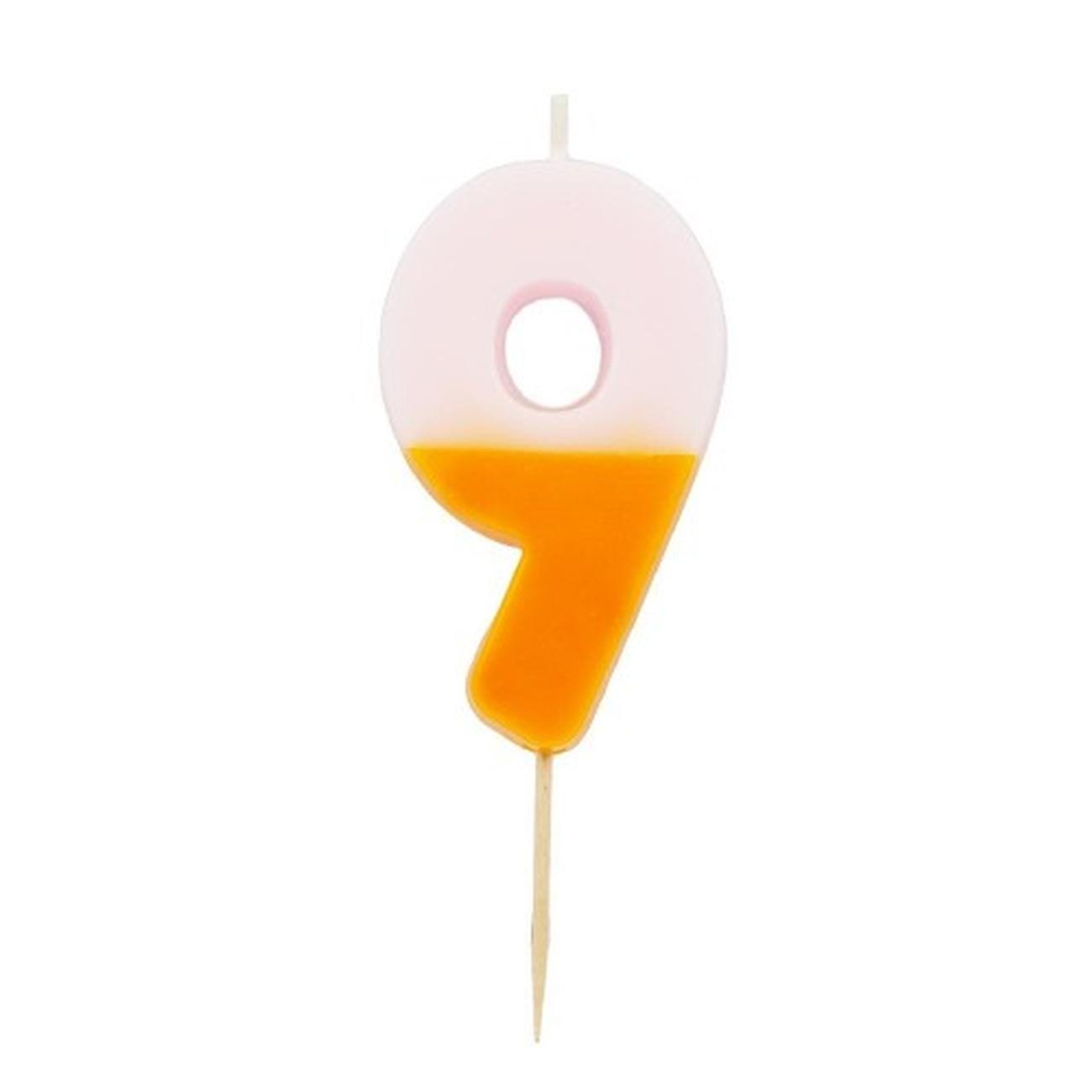 tt-orange-9-we-heart-bdays-candle-number - TT Orange & Light Pink Number 9 Birthday Candle
