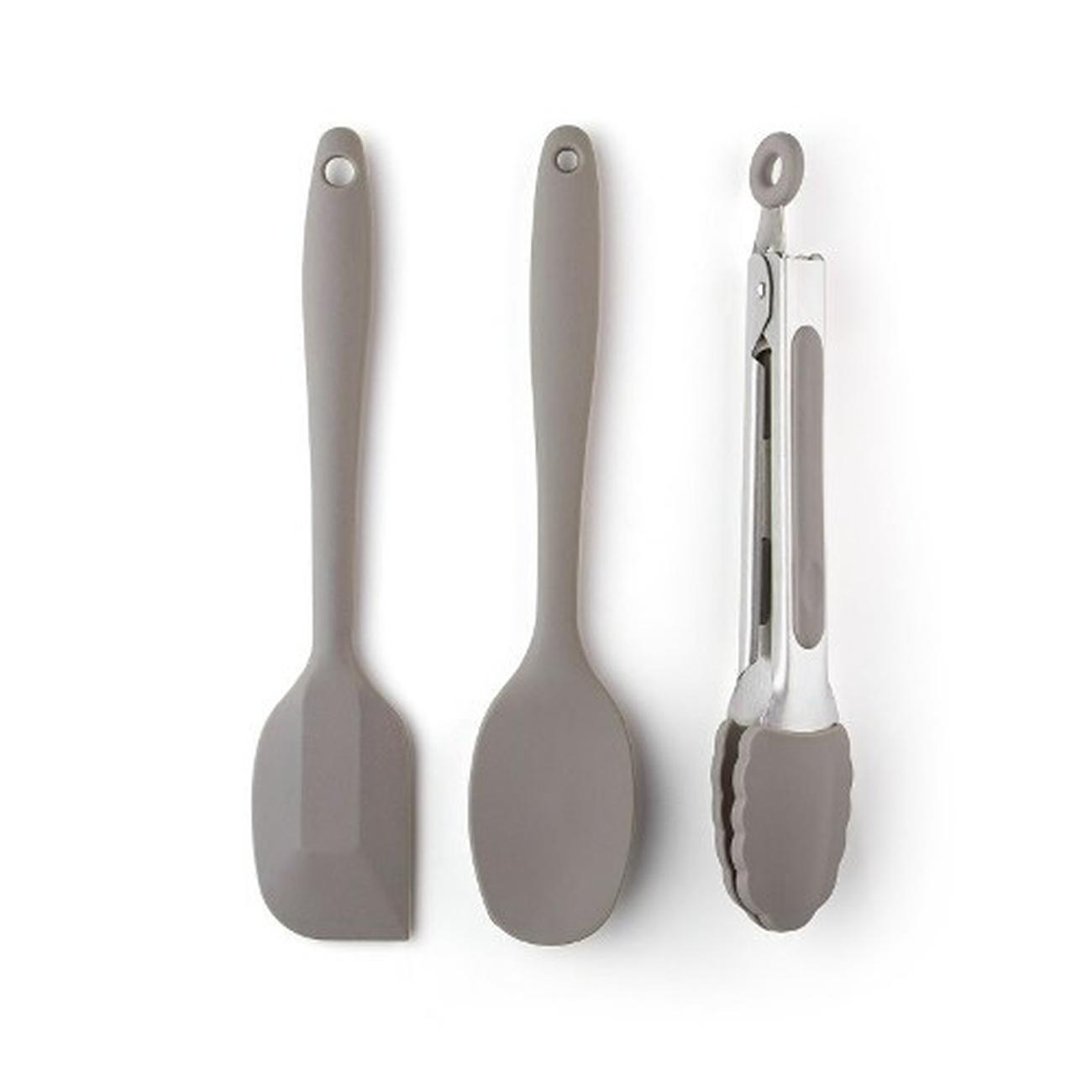 ty-mini-silicone-spoon-tongs-spatula-set-grey - Taylor's Eye Witness Mini Silicone Spoon, Mini Spatula & Mini Tongs Set Grey