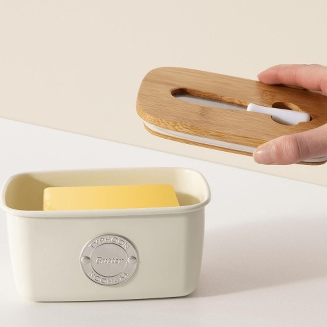 typhoon-butter-storage-spatula-set-living-cream - Living Cream Butter Storage & Spatula Set