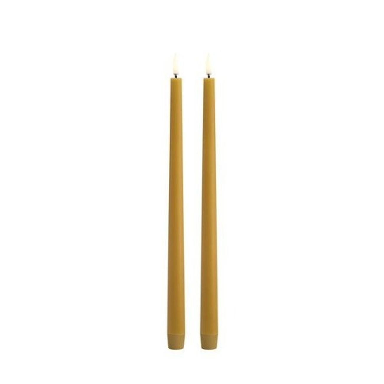 uyuni-led-taper-candle-cyellow-smooth-pack-of-2 - Uyuni Lighting Slim Taper Candle Curry Yellow Smooth Set of 2
