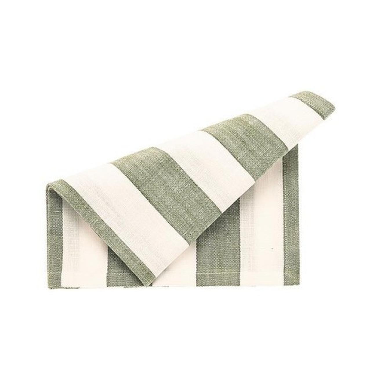 olive-wide-stripe-napkin-set-of-4-46-x-46cm - Walton & Co Olive Green Wide Stripe Napkin Set of 4