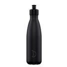 chillys-sports-bottle-mono-black-500ml - Chilly's 500ml Sports Bottle Mono Black