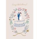 petit-card-wedding-couple-on-cake-congratulations - Petit Card - 'Congratulations' Wedding Couple On A Cake