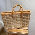 shopping-basket-leather-edge-medium - Shopping Basket Leather Trimmed Medium