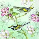ihr-birds-symphony-green-lunch-napkins - IHR Lunch Napkins Birds Symphony Green