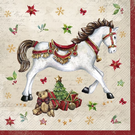 ihr-christmas-lunch-napkins-festive-horse-cream - IHR Christmas Lunch Napkins Festive Horse Cream