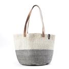 mifuko-natural-light-grey-medium-kiondo-shopper-basket - Mifuko Kiondo Shopper Basket Natural and Light Grey Medium