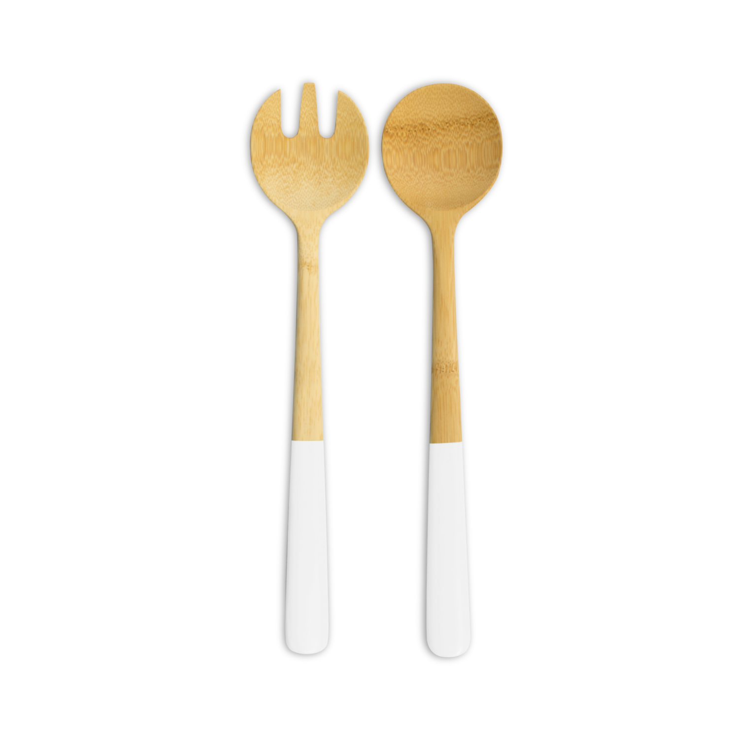 Pebbly Bamboo Salad Servers White 31cm