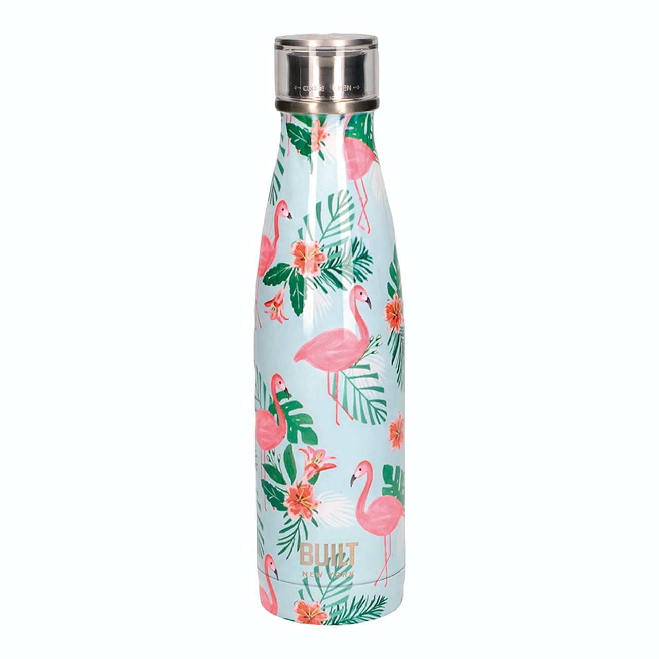 Built 500ml Stainless Steel Hydration Bottle Flamingo