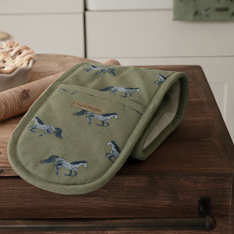 Sophie Allport Grey Horse Double Oven Glove