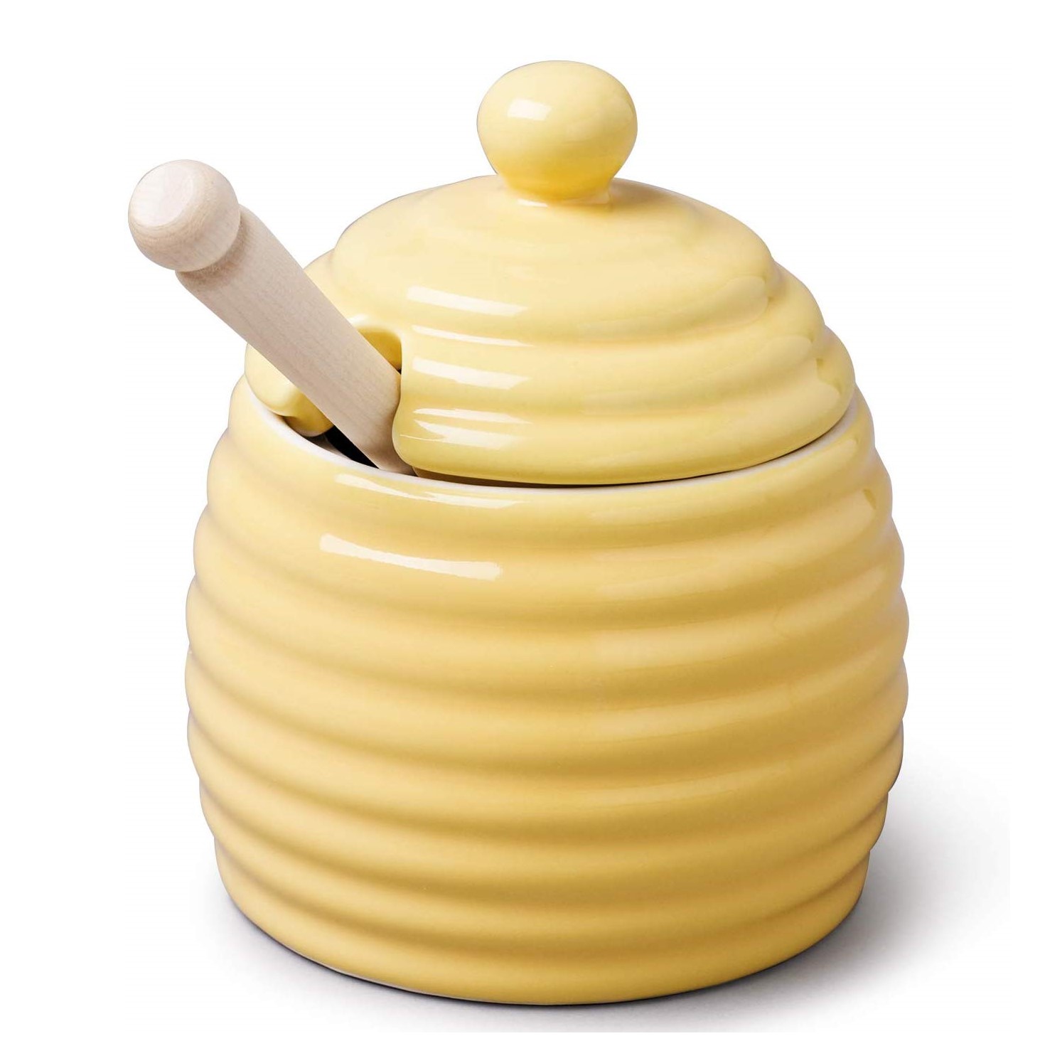 W M Bartleet & Sons Yellow Honey Pot with Dipper